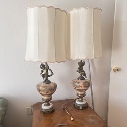 Vintage Lamp, Vintage Glass Table Lamp