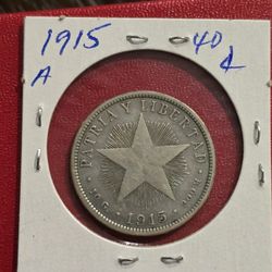 1915 Patria Y Libertad 40 Centavos Silver Coin Lot A