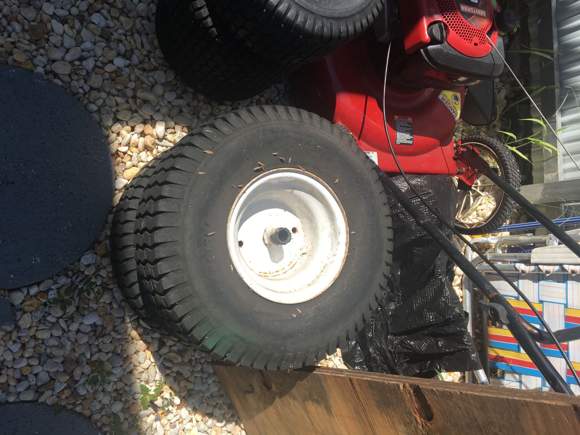 5 LAWNTRACTOR TIRES AND RIMS