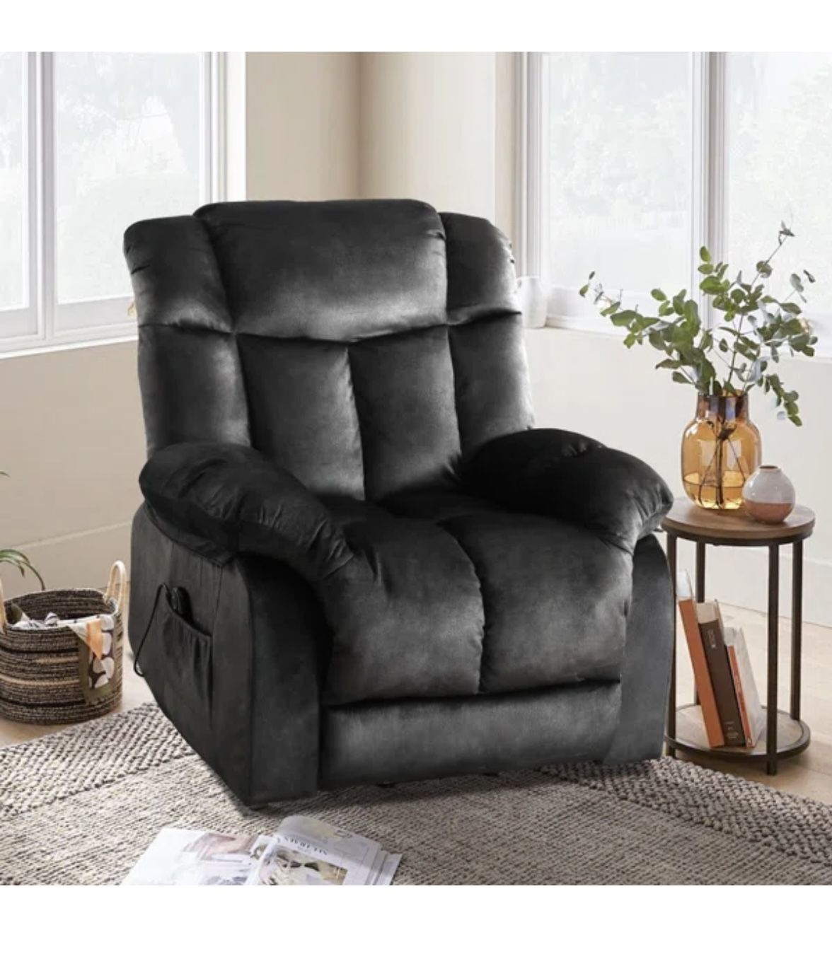 Nekizia 38.2” Wide Modern Microsuede Recliner
