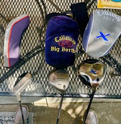 BRAND NEW X 460 Callaway Driver, Big Bertha used, and Taylor Made fairway wood.