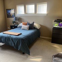 Full Bed Frame, Mattress, Comforter