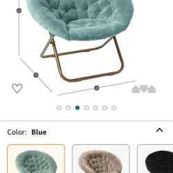 Blue Faux Fur Saucer Chair (Collapsable)