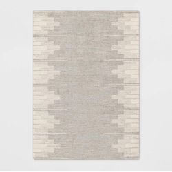 5'x7' Modern Lines Plush Area Rug Cream