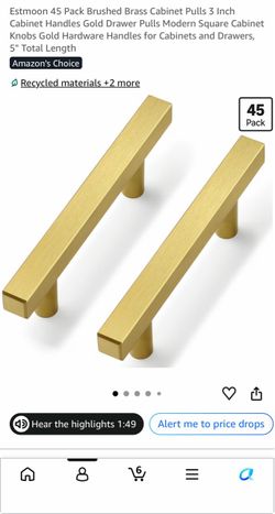 18 Brushed Brass Gold Cabinet Pulls – 3” Handles