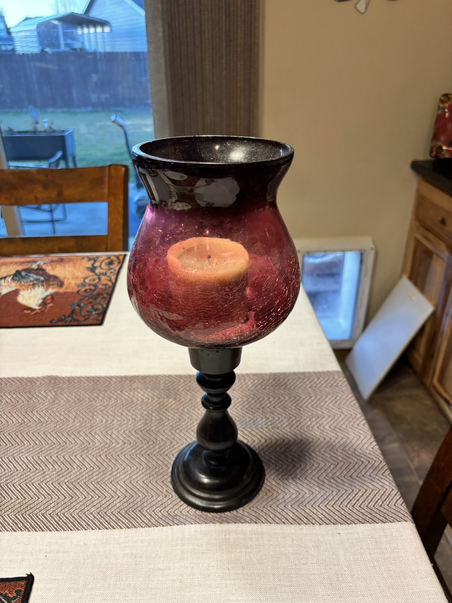 Ruby Red Crackle Glass Candle Globe