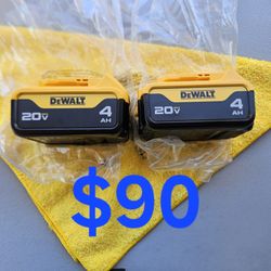 New 20-Volt Dewalt 4.0ah Battery set ($90 for both batteries)