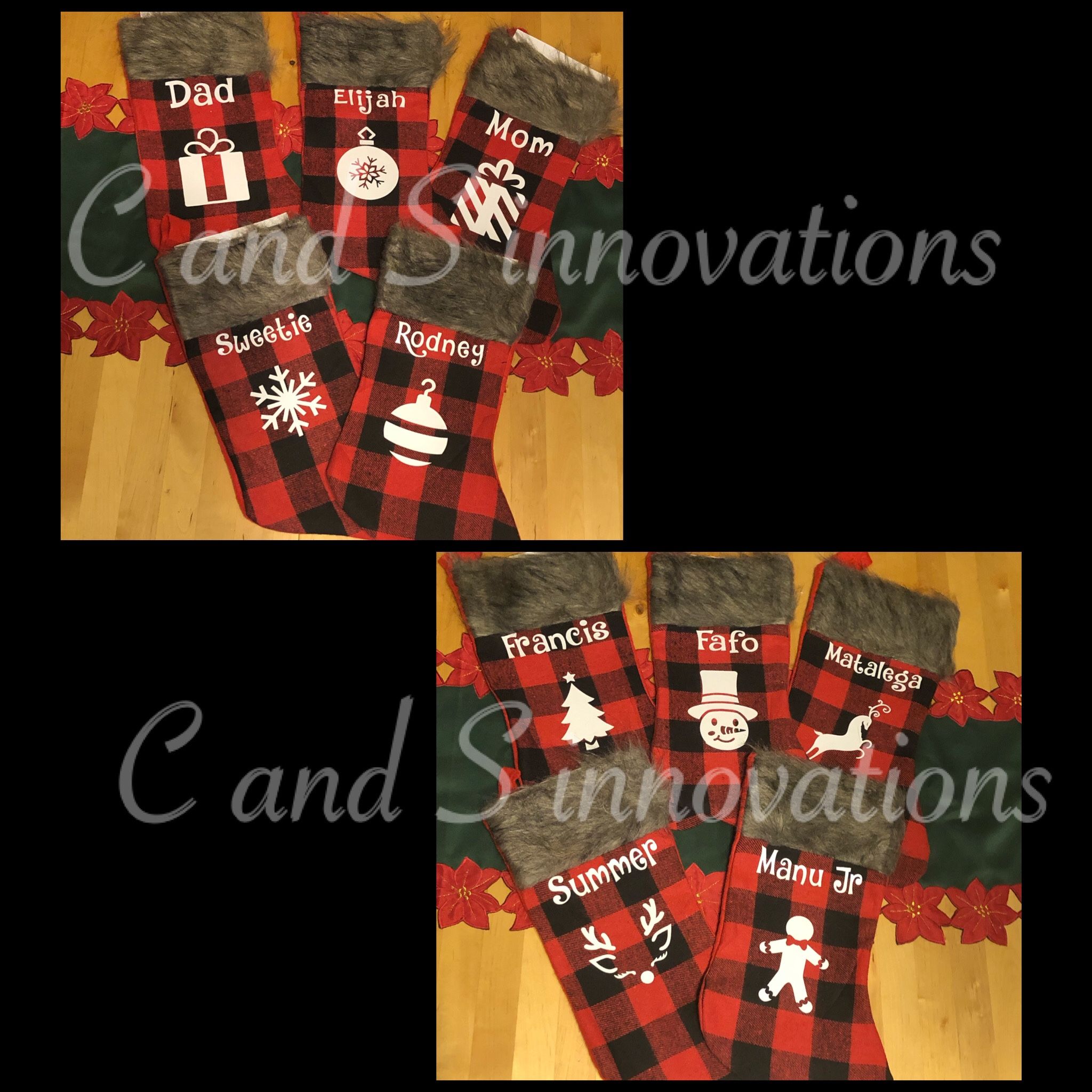 Personalized Family Christmas Plaid Stockings