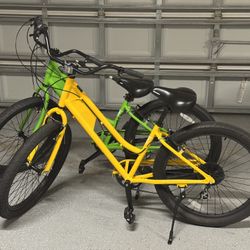 Two Retrospec Beach Cruise Bikes (Yellow and Green)