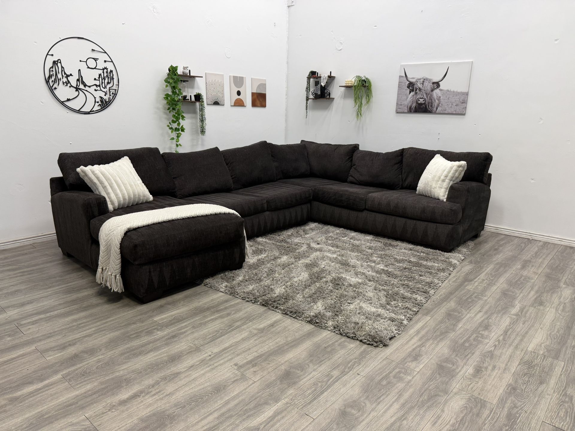 Black Sectional Couch - Free Delivery