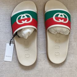 Womens Gucci Interlocking G Slide Sandal Size 7.5 NEW Never Worn 