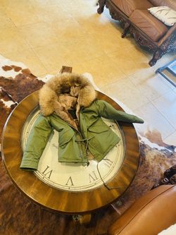 Mr & Mrs Italy Army Green Fur Lined Mini Parka Jacket