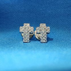 Moissanite. 0.32 ctw Cross Earrings 
