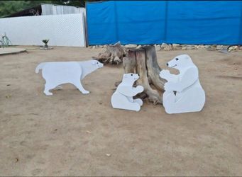 Polar Bears Christmas Trio Yard Art