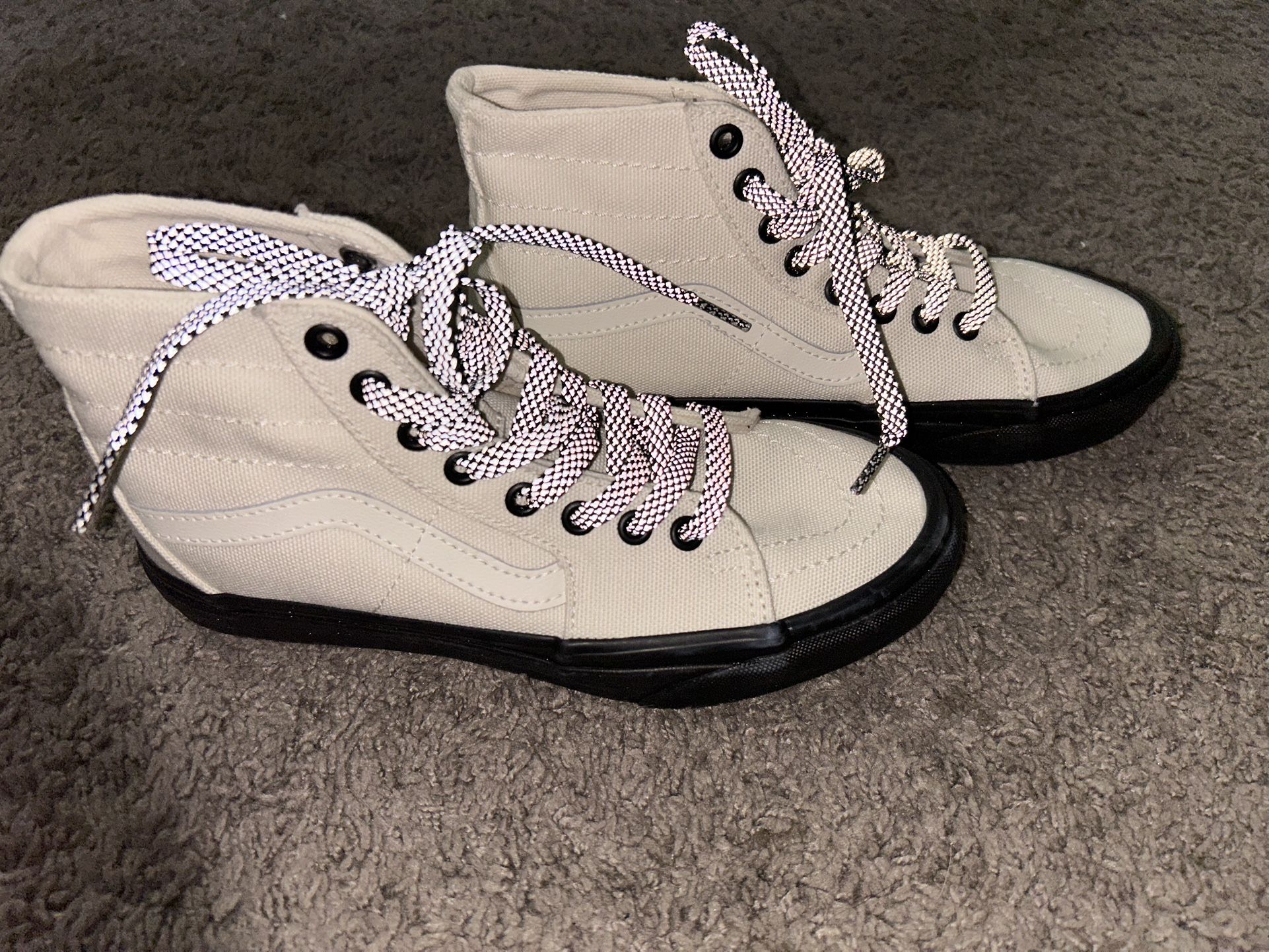 New Beige And Black High Top Vans 7 Women
