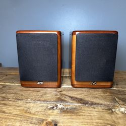JVC Cherry Wood Mini Bookshelf Speakers Full Range Pair Japan SP-UX7000