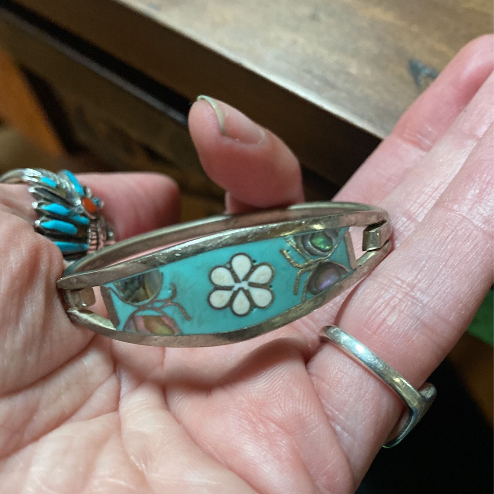 Solid Sterling Silver Child’s Inlay Bracelet