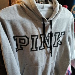 It's A Gray Hoodie Sweatshirt Pink Is The Name Brand