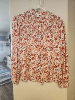 Time and Tru Floral Smocked Blouse – Size Medium 8–10 🌸
