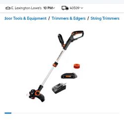 Worx Weed Eater Battery With Charger And Extra String Like New It Works 