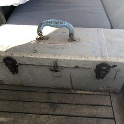 Union Steel Tool Box Chest Vintage with Tray Blue 19”