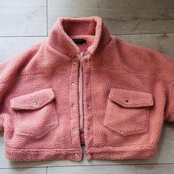 PrettyLittleThing Plus Pink Sherpa Jacket – Size 2XL