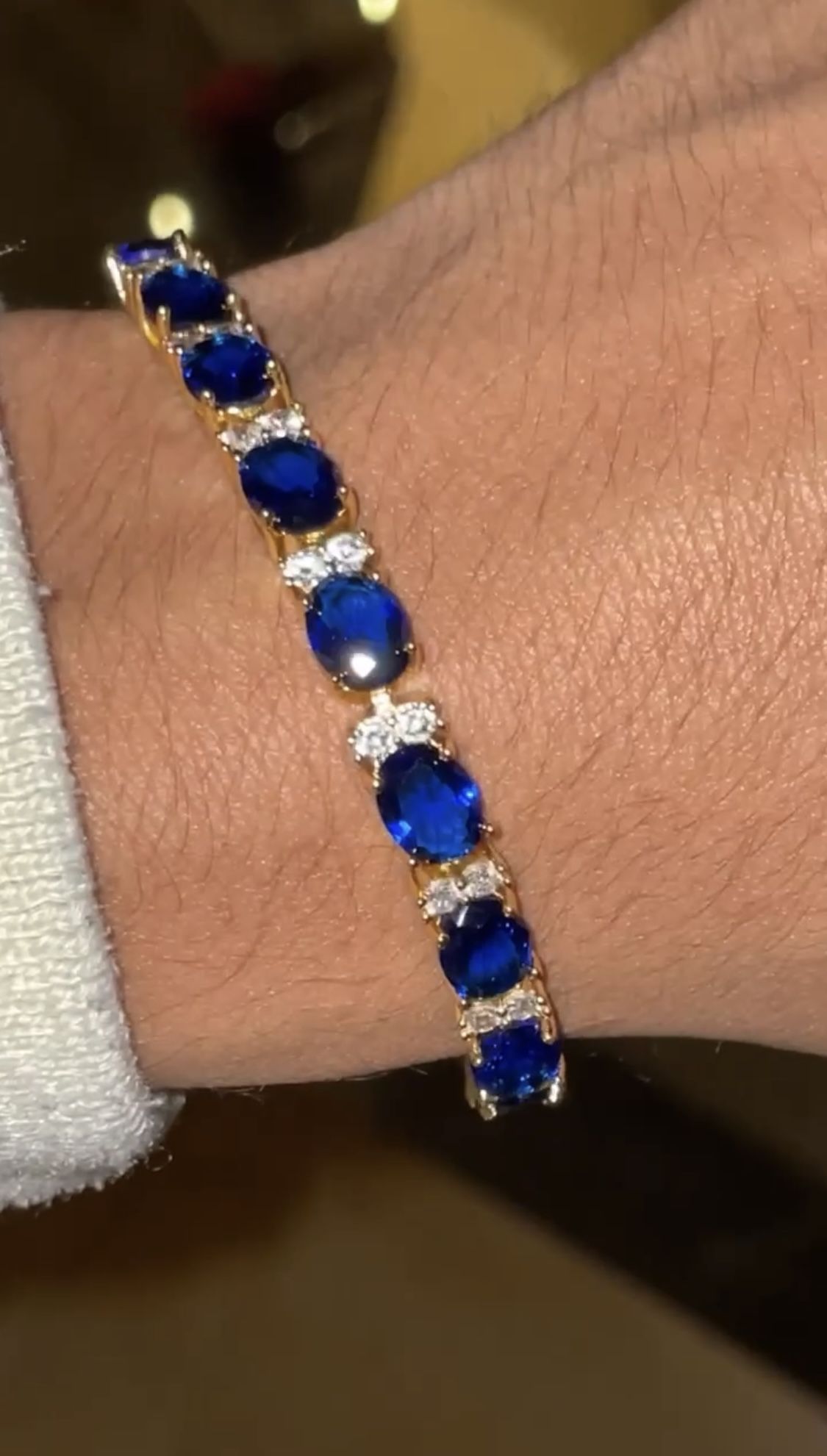 14K Sapphire & Diamond Tennis Bracelet