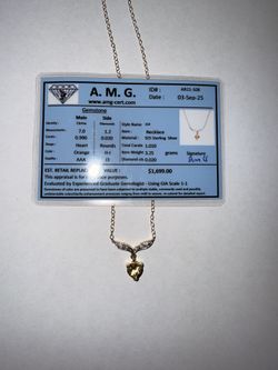 Heart-Shaped Citrine & Diamond Necklace