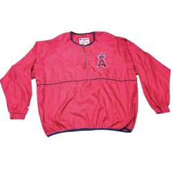 MLB Majestic Angels Pullover Quarter Zip Windbreaker Men XXL Pullover Jacket 