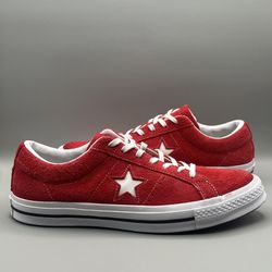 Converse One Star Ox Low Top Red Suede Sneakers - Men’s Size 10 (158434C)