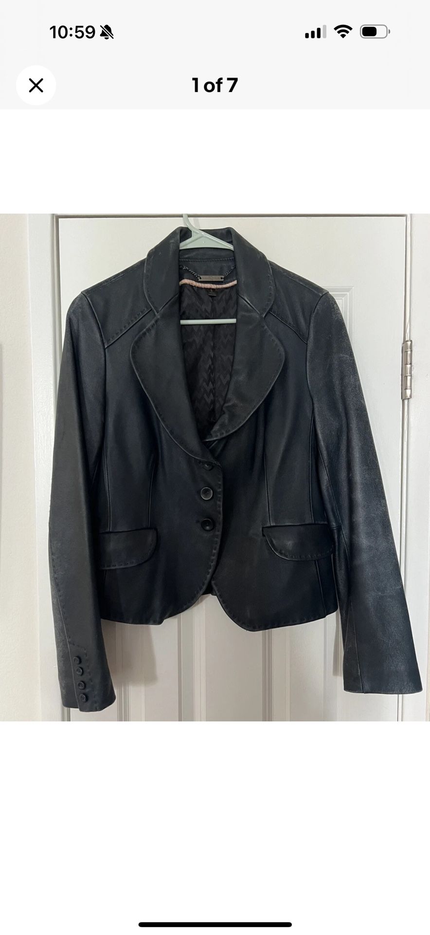 Wilson’s Leather Navy Blue Cropped Lined Jacket Women’s Small S