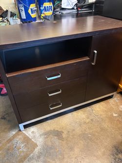 Dark Brown Dresser with Drawers and Cabinet