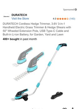 Cordless Hedge Trimmer, 3.6V 3-in-1 Handheld Electric Grass Trimmer & Hedge Shears