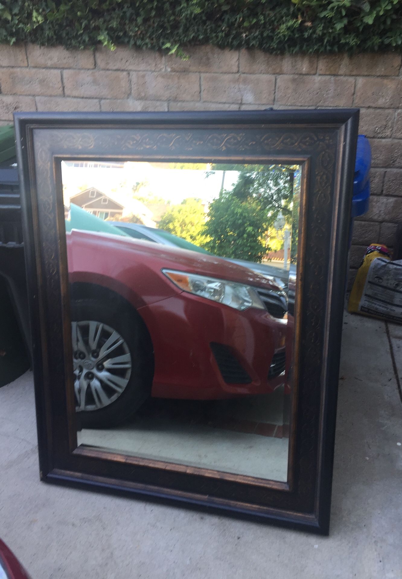 Large mirror beveled. 40”x51” Dark Color