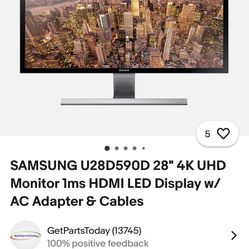 Ultra HD Samsung 28 Inches Monitor