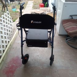 FlyingJoy Walker With The Seat And Storage Underneath Cup Holder With Brakes And Four Wheels