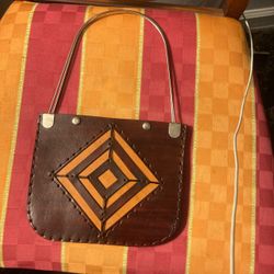 Heavy Leather Purse W/ Metal Handles