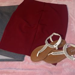 2 PAIR of Joe Benbasset pencil skirts! One Gray, One is Maroon! Both Size L!