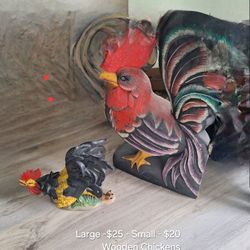 Wooden Chicken & Rooster