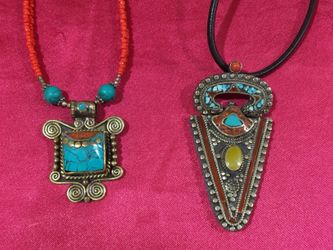 Tibetan/ Nepal Traditional Stone Pendant Necklaces $15. Ea./ 2 for $25.