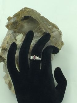 925 STER Silver Amethyst & Diamond Ring 7