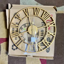 1st Owned Retro Roman numeral clock gold  1lb 1.2oz