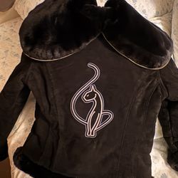 Vintage BABY PHAT Black Leather Jacket Size SMALL 