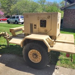  MILITARY DIESEL GENERATOR "Tactical Quiet"  WITH TRAILER SET LOW HOURS - 1 & 3-PHASE POWER - MEP-802a.   Clean Clear TITLE IN HAND