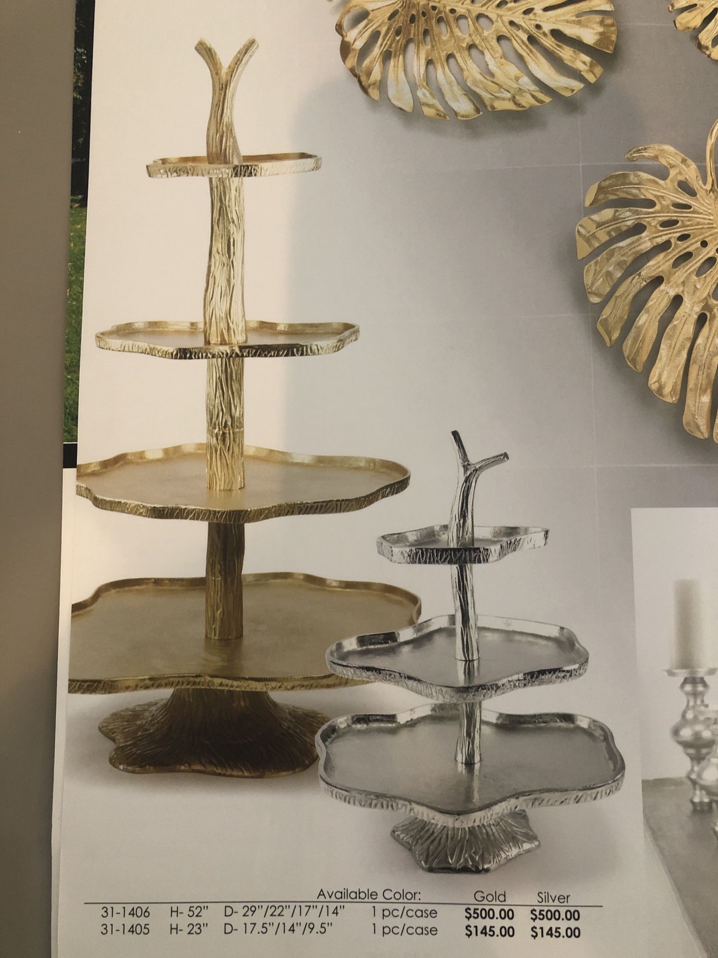 Huge gold cake /cupcake serving stand 52 in high $450