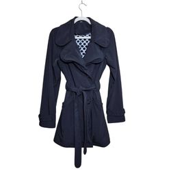 Lululemon Womens Trench Coat Long Sleeve Black Polka Dot Travel No Size Tag