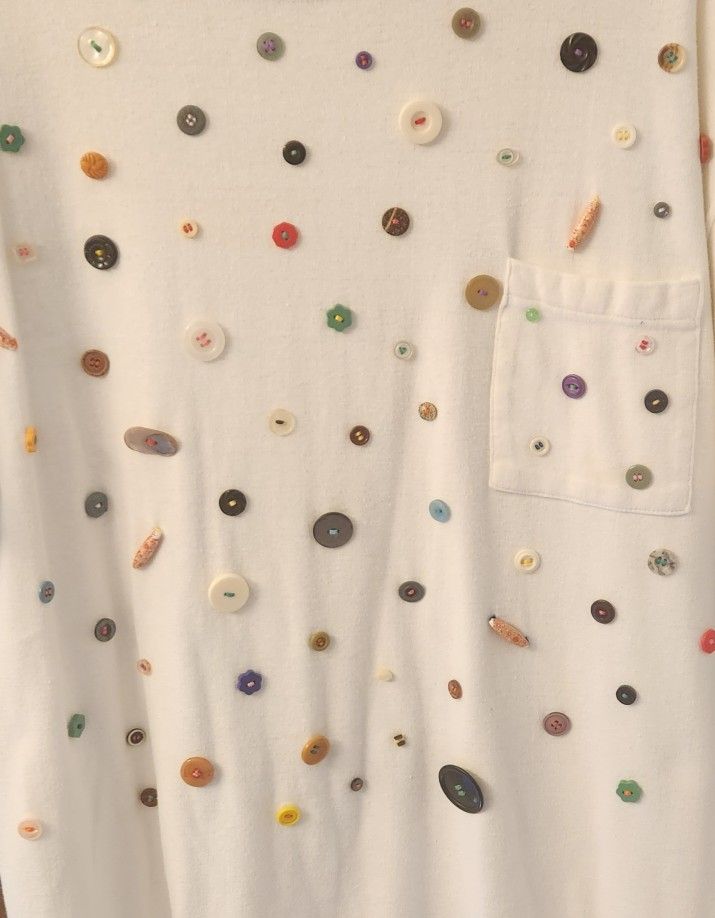 Vintage Avon White Tee w/ Buttons Sewn On