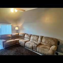 Leather Sectional  w/ Two Power Recliners
