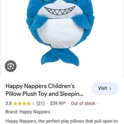 Happy Nappers Children's Pillow Plus Toy And Slipping Bag Shark