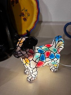 Stained Glass looking plastic Dog Accent Lamp